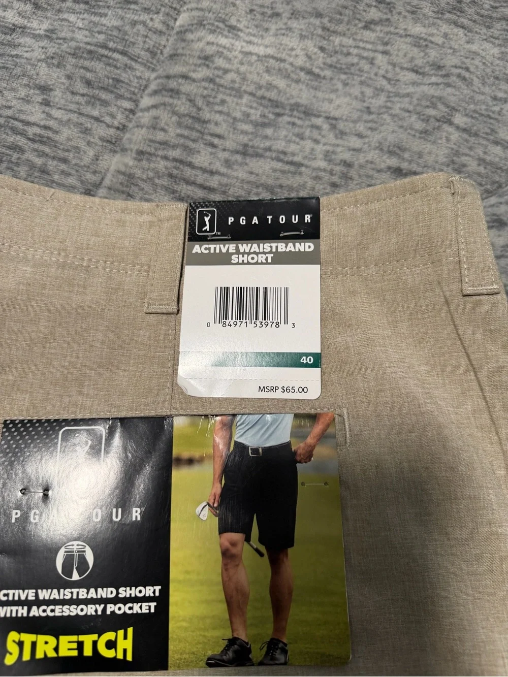PGA TOUR Men’s Stretch Active Waistband Shorts - Khaki